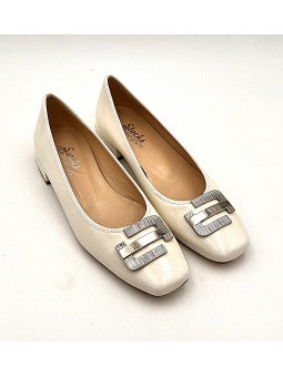 Ballerine Stocks Permanents Pola / Vernis Blanc