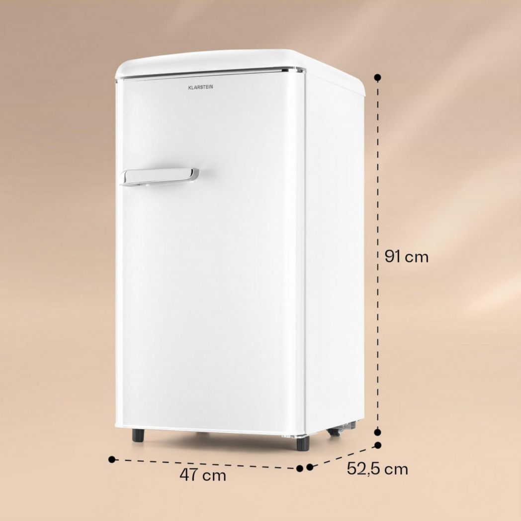 KLARSTEIN Laika - Congélateur, volume total 60 litres, thermostat 5 niveaux, 0 à -18°C, 3 clayettes, pose libre, design rétro - rouge