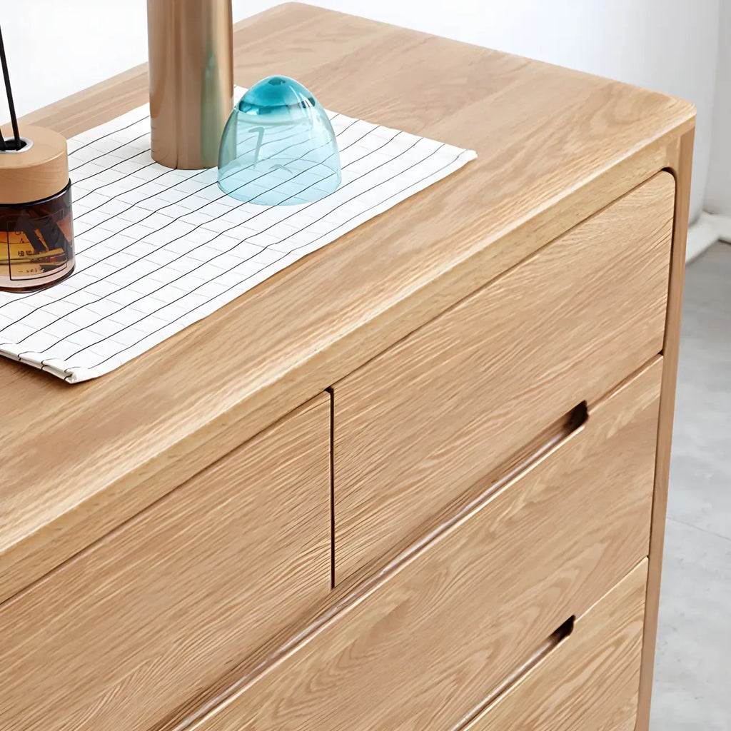 Traditional Natural Oak Wood Double Dresser for Bedroom