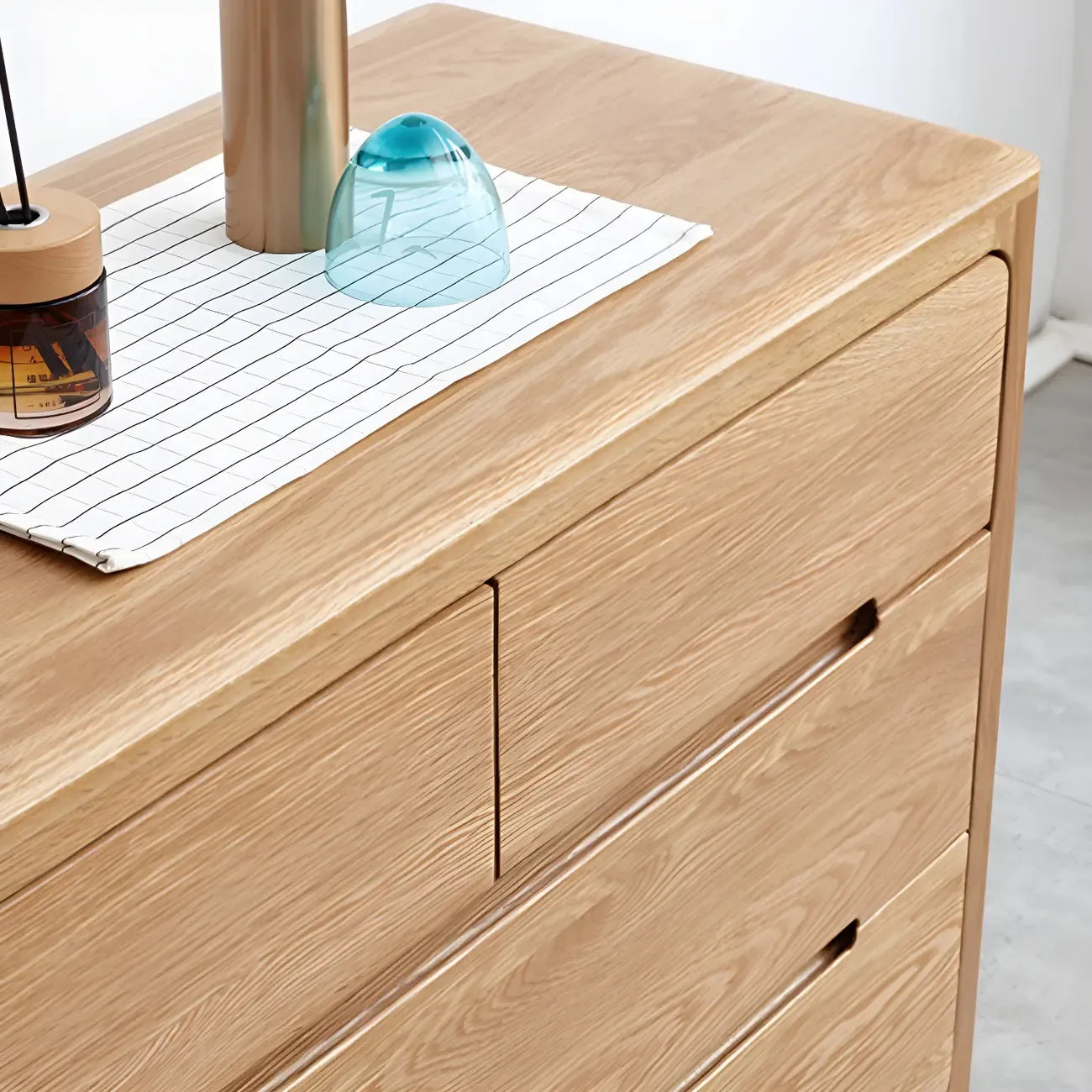 Traditional Natural Oak Wood Double Dresser for Bedroom