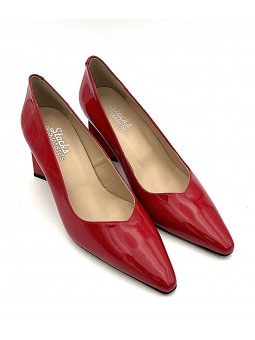 Escarpin Stocks Permanents Valy / Vernis Rouge