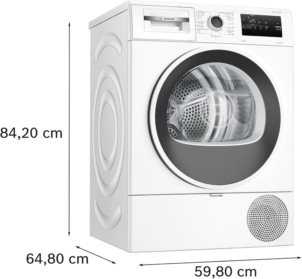 Bosch Sèche-linge avec pompe à chaleur 8 kg Série 4 Easy Clean AutoDry Anti-rides Blanc WTR85V00ES