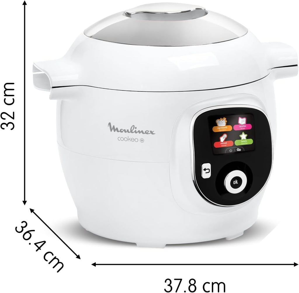 Moulinex, Cookeo Multicuiseur intelligent 6L, 80 recettes intégrées, Cuisson sans surveillance, Ecran intuitif, Guide de cuisson, Application MyMoulinex, 1600W, Blanc, 15 ans réparabilité CE854110