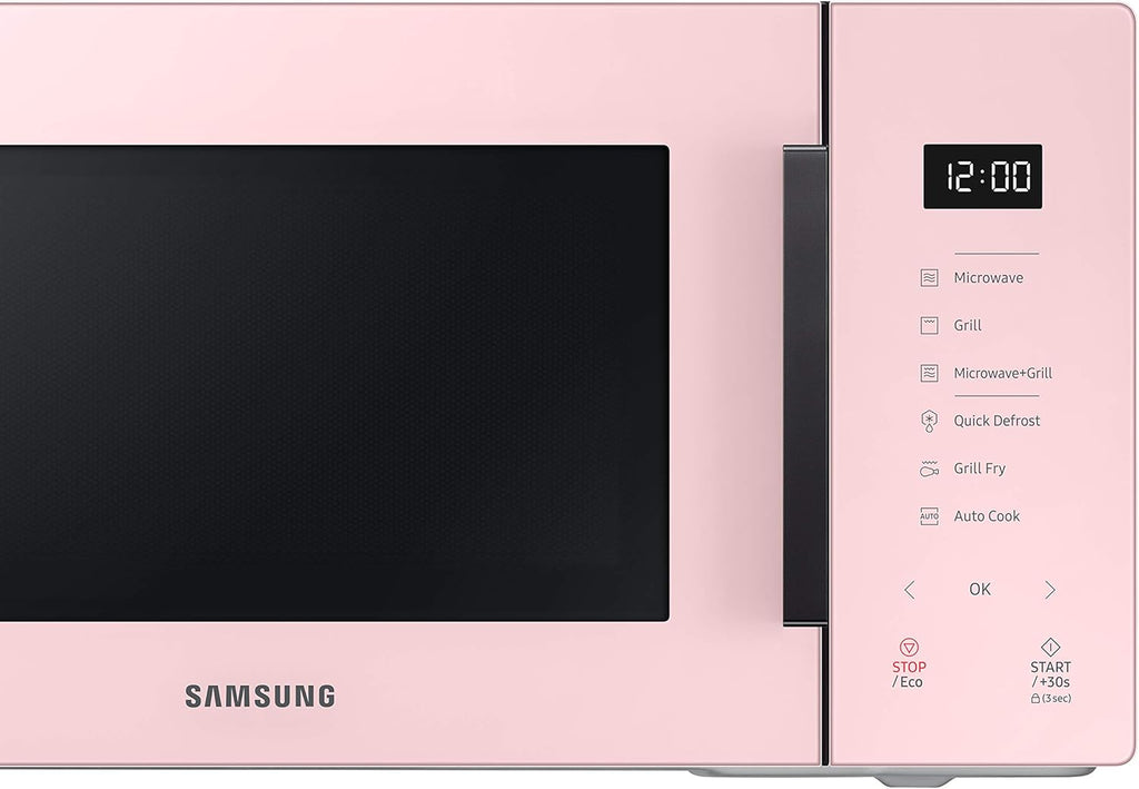 Samsung MG23T5018CP Four à micro-ondes, 23 L, 1100 W, Air Fry, avec plateau doreur, verre design, poudre