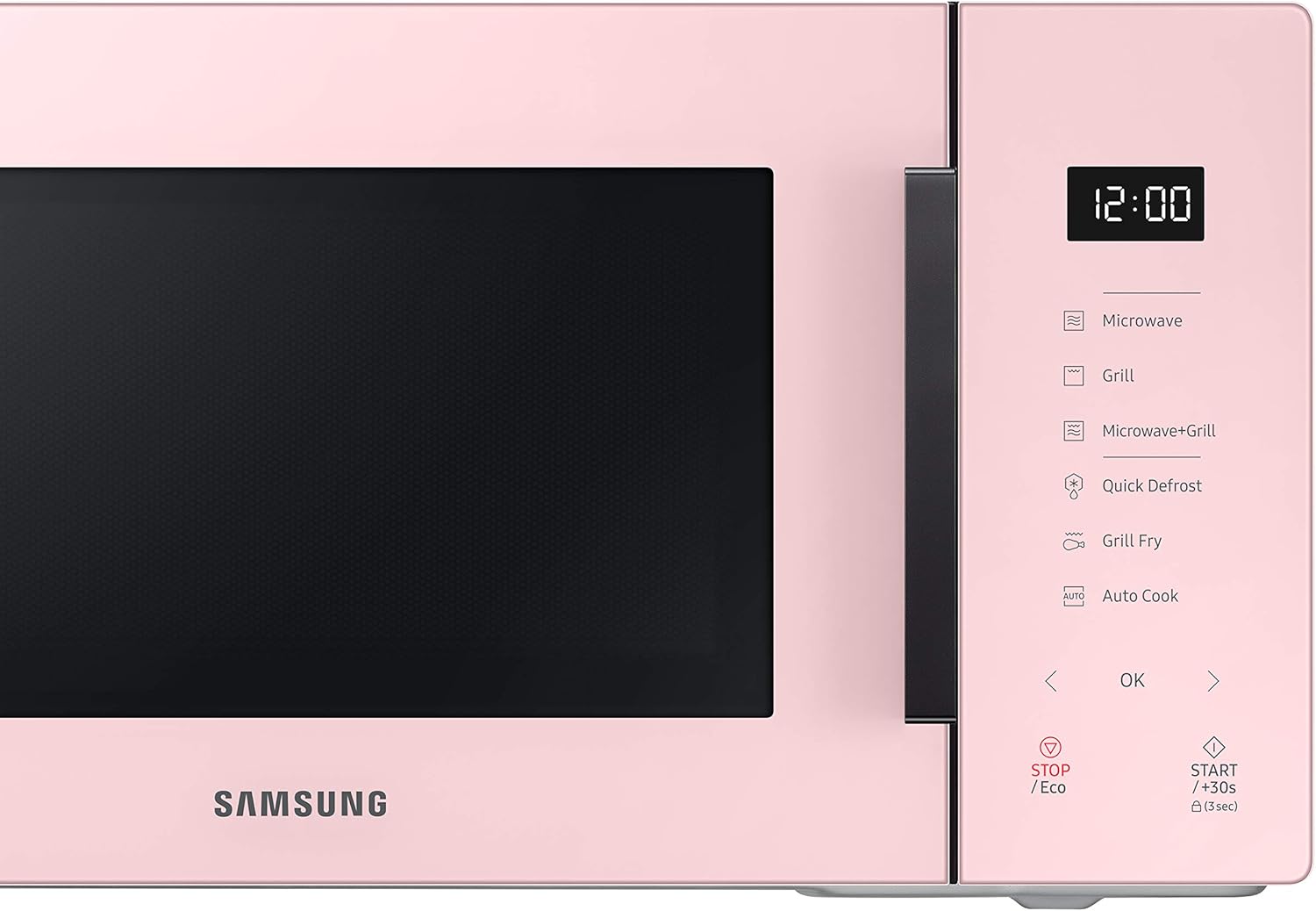Samsung MG23T5018CP Four à micro-ondes, 23 L, 1100 W, Air Fry, avec plateau doreur, verre design, poudre