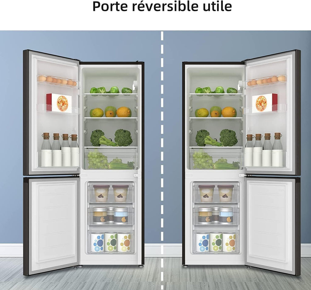 CHIQ Réfrigérateur congélateur bas FBM157L42 157L (109+48), Largeur 47cm, Low frost, 39 db, Portes réversibles, 12 ans de garantie sur le compresseur