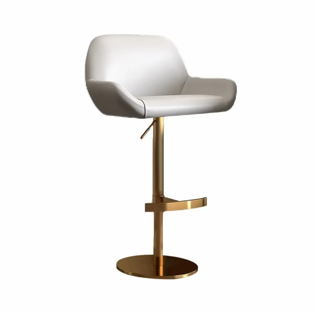 Minimalist Leather Swivel Bar Stools with Low Back for Kitchen