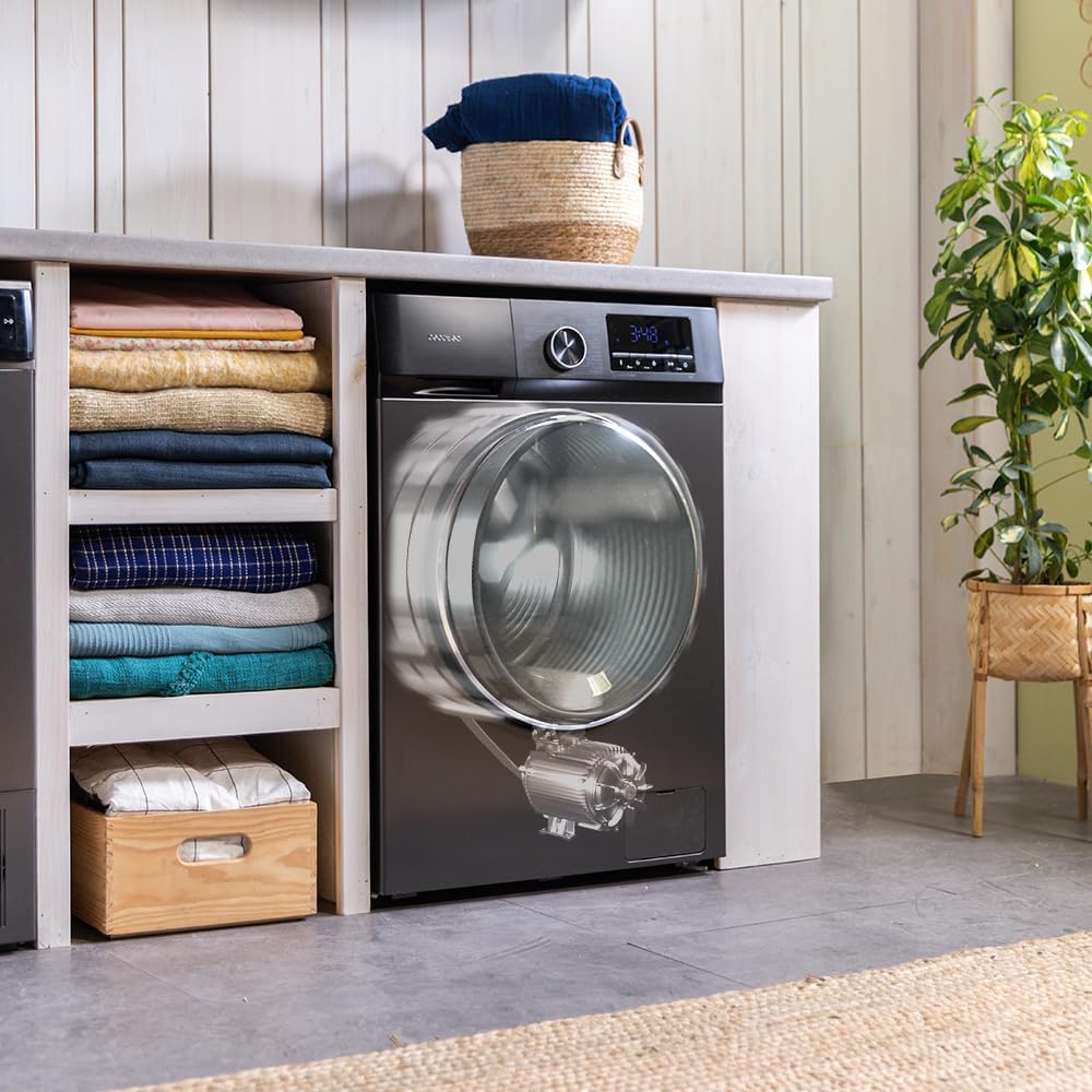 Cecotec Lave-linge 10Kg Chargement Frontal Bolero Dresscode 10500 Inverter Steel A, 1950W, 1400 rpm, Moteur Inverter Plus, Basse Consommation, 16 Programmes, Lavage Vapeur, Delay Start, Acier