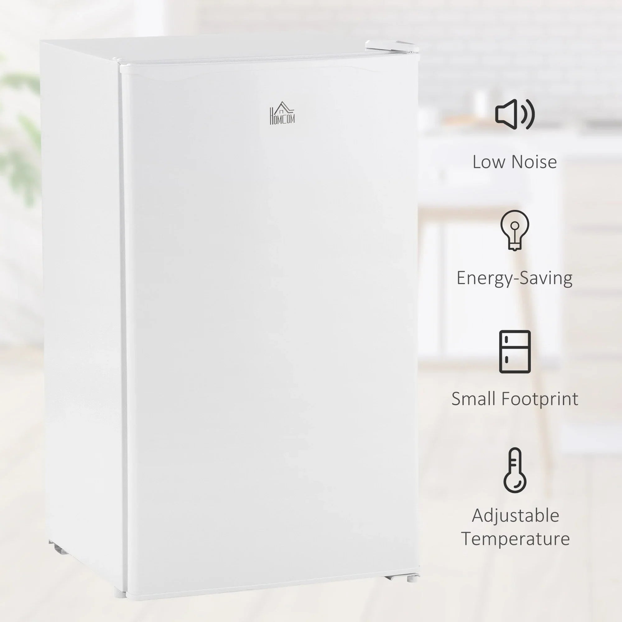 HOMCOM 3.2 Cu.Ft Mini Fridge with Freezer, Single Door Compact Refrigerator with Adjustable Thermostat for Bedroom