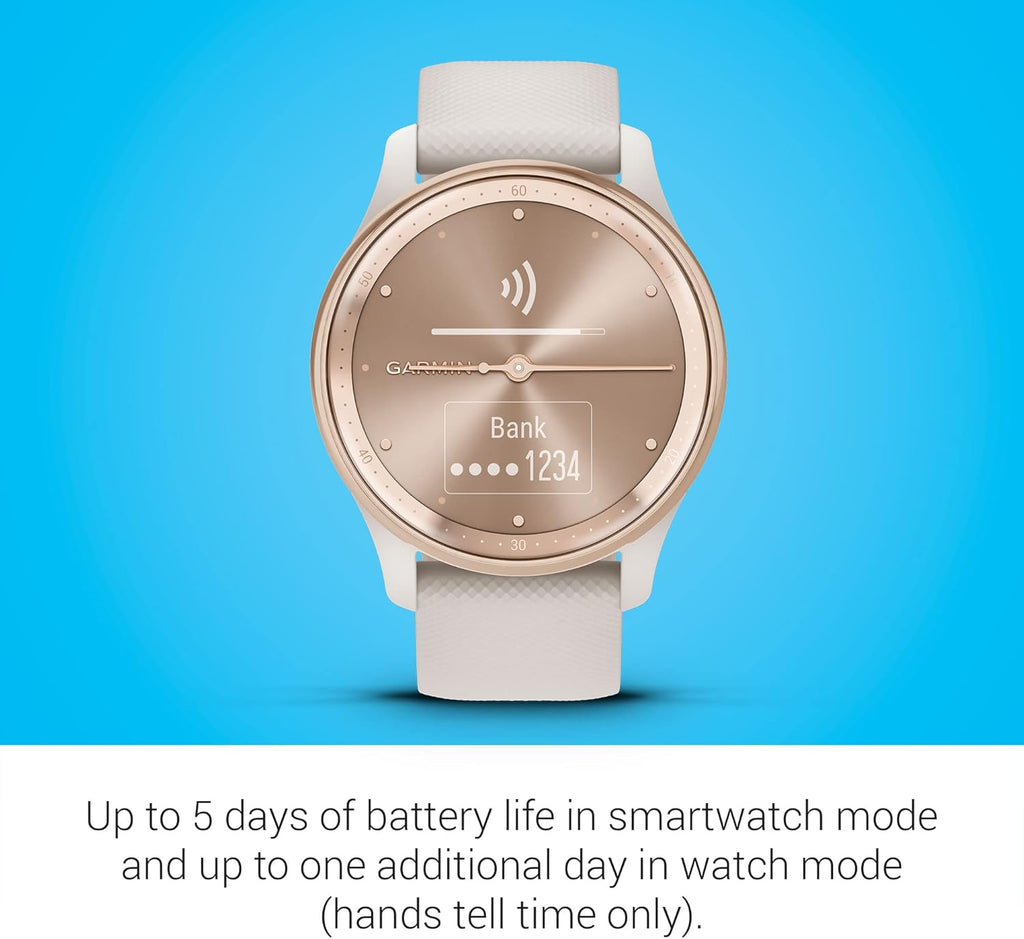 Garmin vívomove Trend - Montre connectée Hybride - Pêche Or avec Bracelet Ivoire