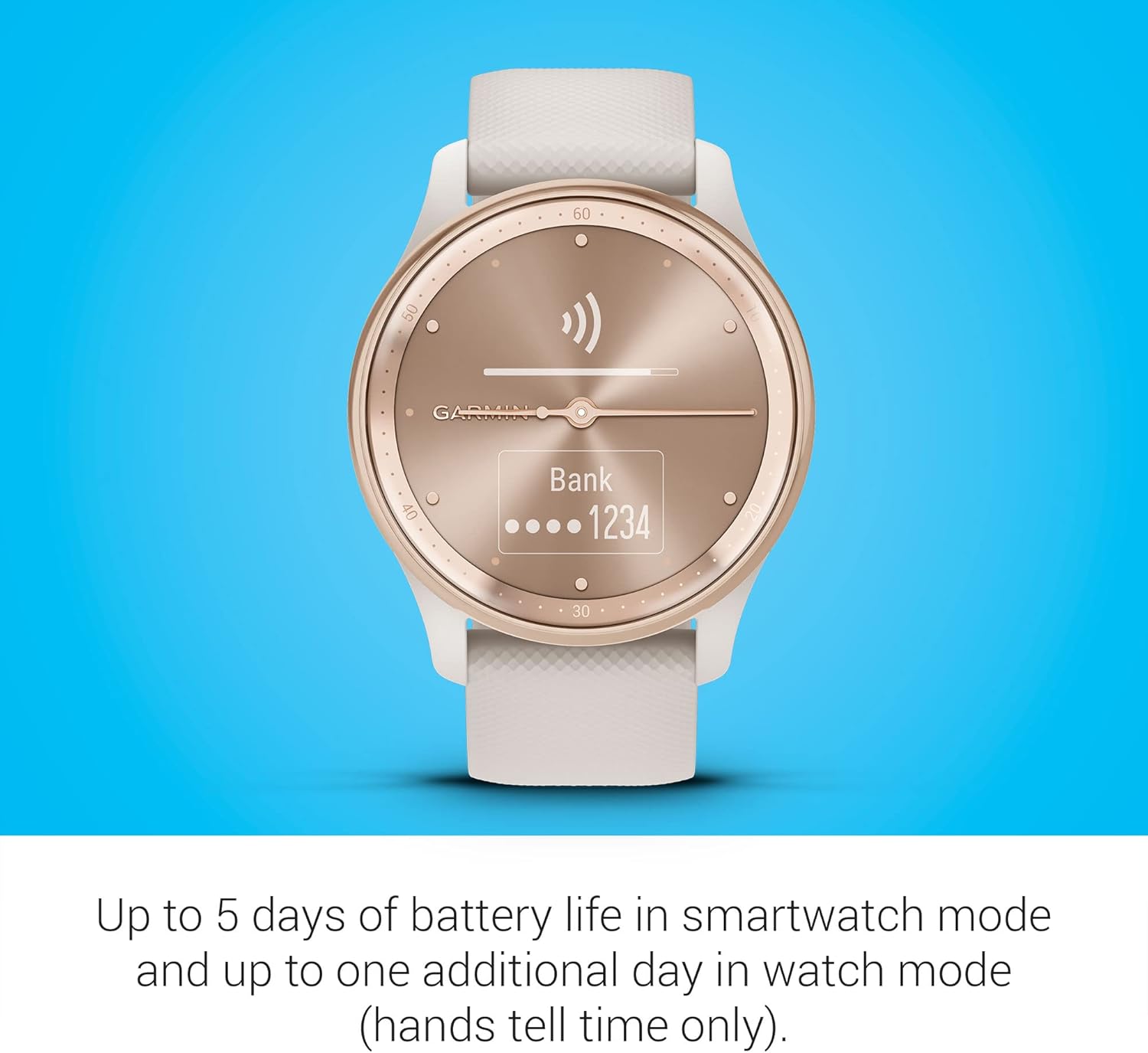 Garmin vívomove Trend - Montre connectée Hybride - Pêche Or avec Bracelet Ivoire