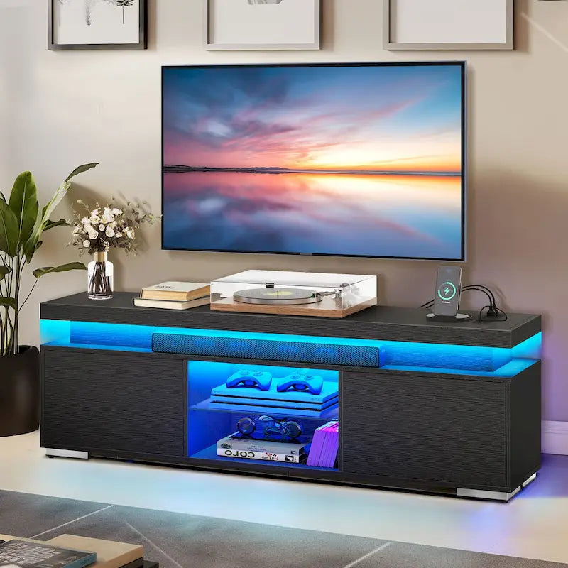 Moasis Modern TV Stand for TV 43-65 Entertainment Center Media Console with LED Lights
