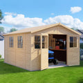 Abri de jardin avec beaucoup d'espace de rangement Freital 02 naturel 3,5 x 3,5 mètres(Bois Naturel)