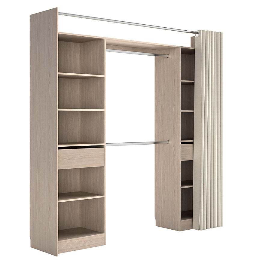 Kit dressing 2 colonnes réversibles avec 2 tiroirs effet chêne Balsam H. 220 x L. 220 x P. 48 cm