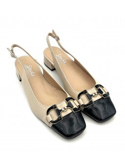 Escarpin Stocks Permanents Valia / Beige - Noir