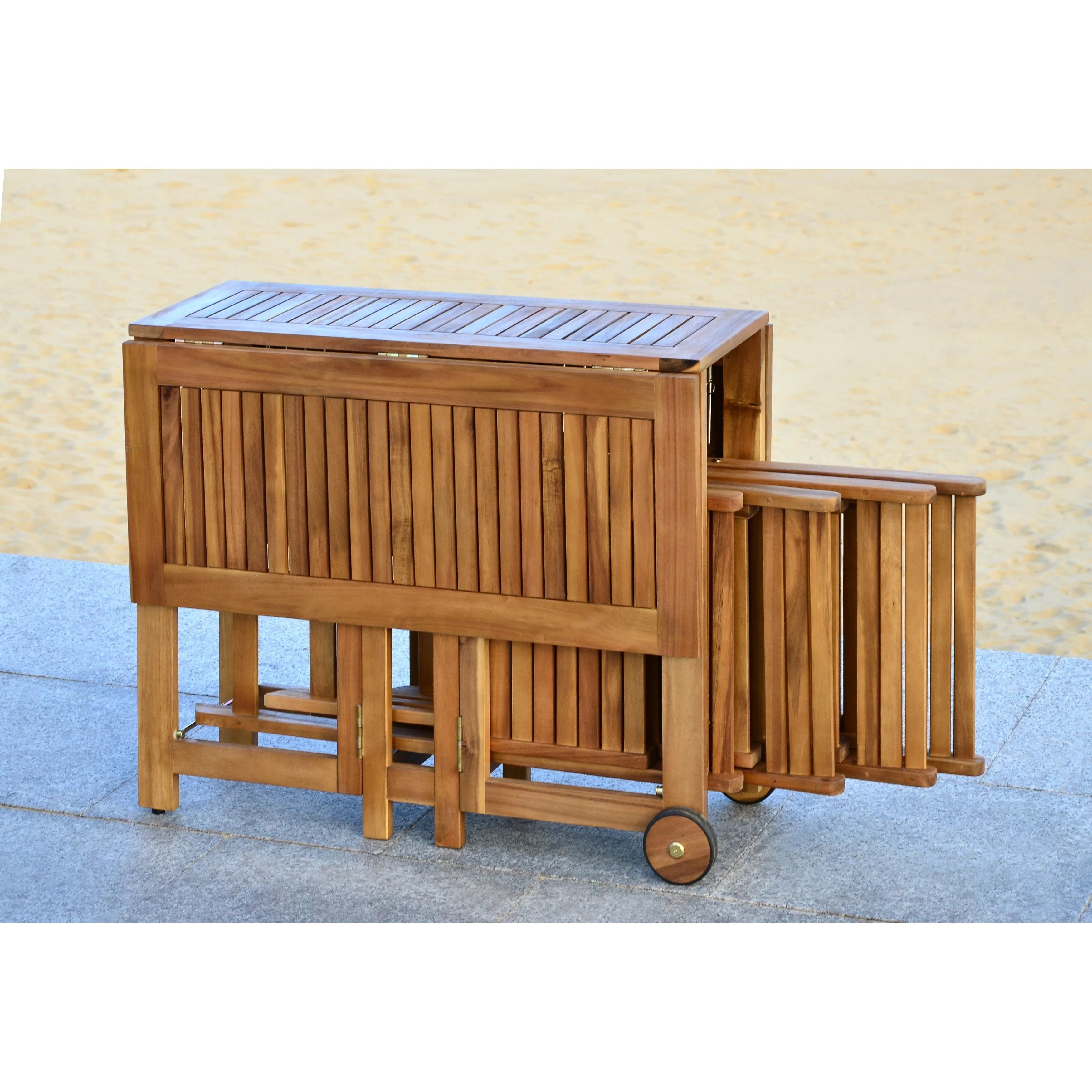 SAFAVIEH Outdoor Brandy 5-Piece Outdoor Dining Table Set - 43Wx35Dx29H