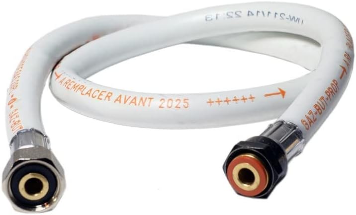 Chauffage d'appoint gaz Provence 3,4 KW Marron miel Effet poêle à bois Fonte Tuyau gaz vissable 1.5 m + detendeur butane