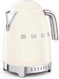 Smeg, Bouilloire à Température Variable KLF04CREU 1,7 L, Plusieurs Température, Filtre Anticalcaire Lavable, Arrêt Automatique de Sécurité, Indicateur de Niveau d'Eau, Enrouleur de Câble, 2400W, Crème