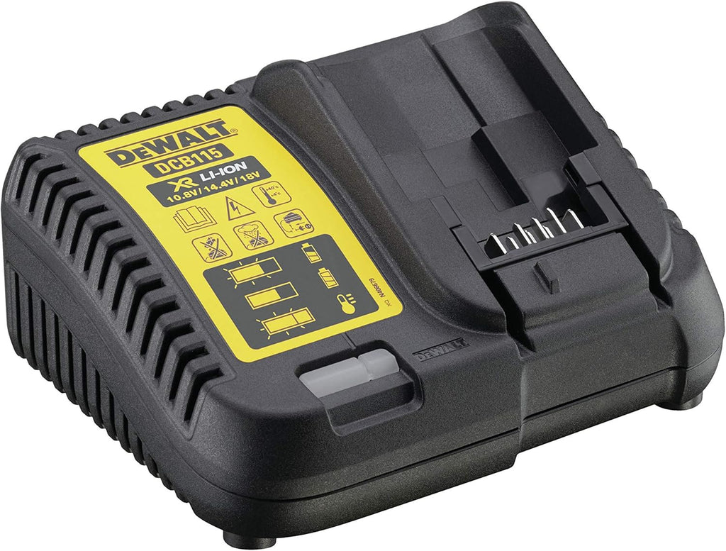 DEWALT - Kit 4 Outils XR 18V, 5Ah Lithium Ion BL avec Perceuse-Visseuse, Visseuse à Chocs, Meuleuse et Perforateur - DCK422P3-QW - Sans Fil - 3 Batteries et chargeur inclus - avec 2 Coffrets TSTAK