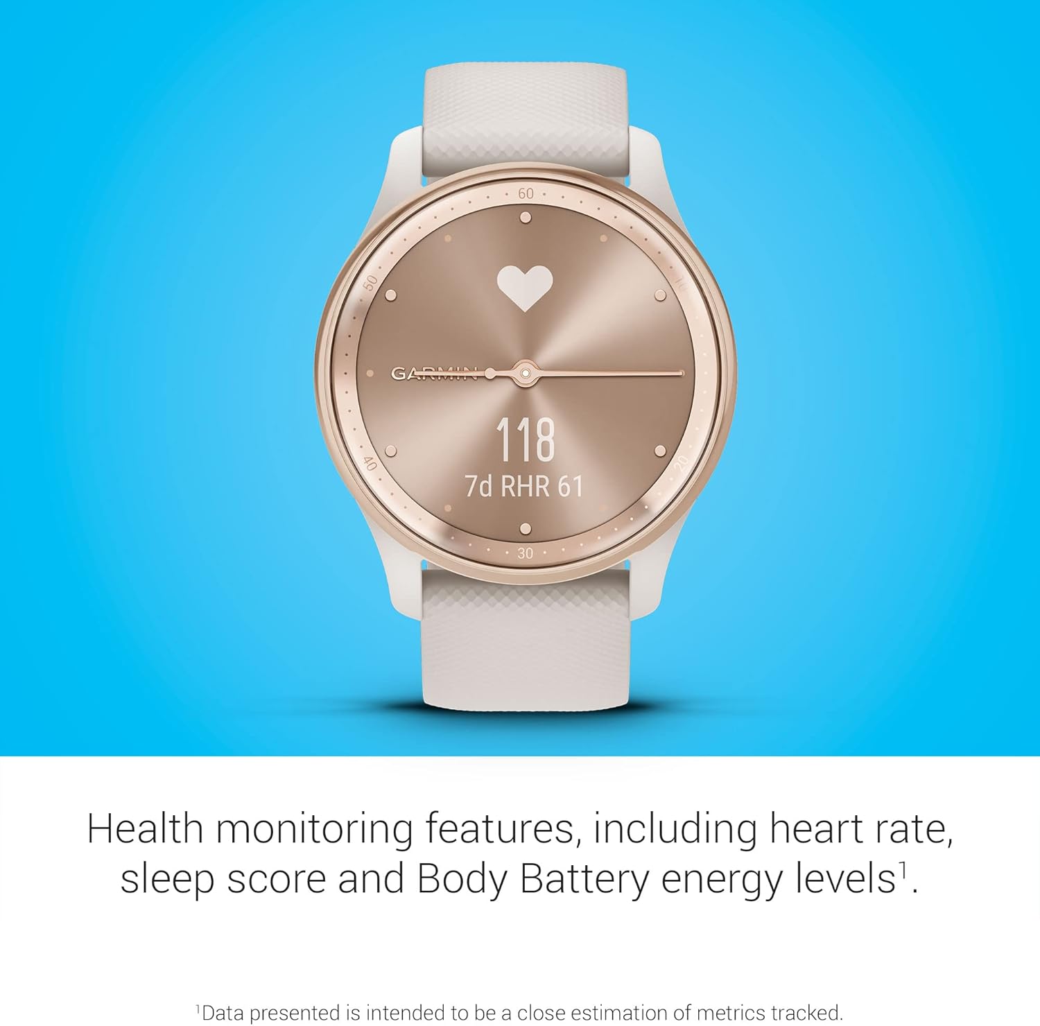 Garmin vívomove Trend - Montre connectée Hybride - Pêche Or avec Bracelet Ivoire