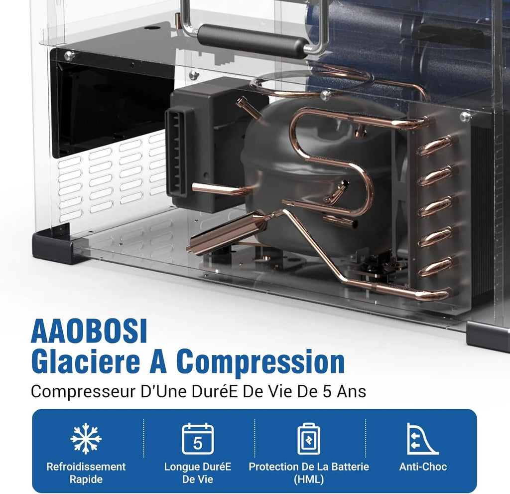 45L Glacière à Compresseur,Glaciere Électrique -20℃ à 20℃,Frigo Camion APP&Bouton Contrôle,12/24V DC et 100-240V AC Glaciere Camping Pour Voiture,Camion,Bateau et Prise De Courant -