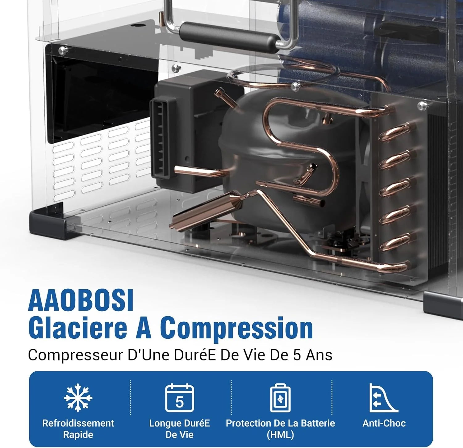 45L Glacière à Compresseur,Glaciere Électrique -20℃ à 20℃,Frigo Camion APP&Bouton Contrôle,12/24V DC et 100-240V AC Glaciere Camping Pour Voiture,Camion,Bateau et Prise De Courant -