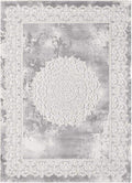 1A2T - Tapis Salon Moderne Design Oriental Style - Grand Tapis Salon Gris 160x220 cm - Tapis à Poils Ras Rectangulaire idéal pour Le Salon, 3582
