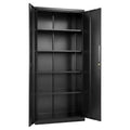 VEVOR Metal Storage Cabinet, 68.9 in Lockable Steel Garage Cabinet with 4 Adjustable Shelves, 2 Magnetic Doors, 2 Keys, 5 Tiers Tool Storage, Black
