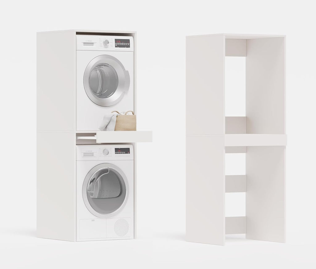 PLATAN ROOM Armoire pour lave-linge et sèche-linge avec plateau coulissant 187 x 65 x 66 cm blanc