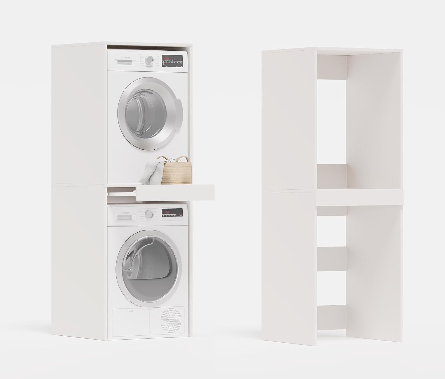 PLATAN ROOM Armoire pour lave-linge et sèche-linge avec plateau coulissant 187 x 65 x 66 cm blanc