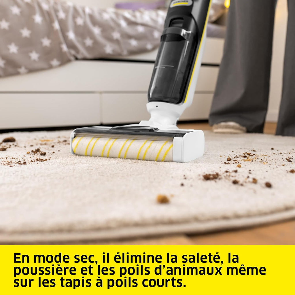 Kärcher Aspirateur-Laveur FCV 4, 4 Modes de Nettoyage, autonomie de la Batterie : env. 45 Min, Surface Couverte par Charge : env. 200 m²