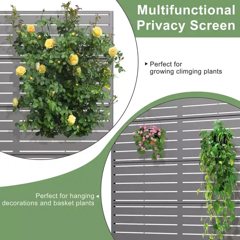 MAYEERTY Planter Box with Trellis Iron Gray Louvered Classic Style 72x35x16in 3-Piece Set