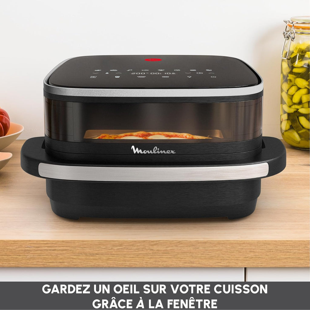 Moulinex Easy Fry XL Surface & Pizza 4L, Air fryer, Très grande surface de cuisson, Compact, Fenêtre de visualisation, Noir, AL4018F0