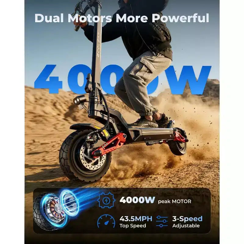 ECOLEAP L7 PRO Electric Scooter for Adults, 4000W Peak Dual Motor, 43.5MPH, 75Mile Range, Dual Suspension, Front & Rear Disc Brakes, UL