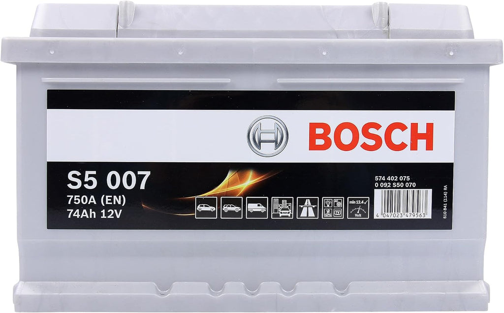 Bosch S5007 - Batterie Auto - 74A/h - 750A - Technologie Plomb-Acide - pour les Véhicules sans Système Start/Stop