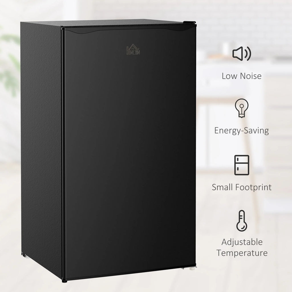 HOMCOM 3.2 Cu.Ft Mini Fridge with Freezer, Single Door Compact Refrigerator with Adjustable Thermostat for Bedroom