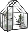 Froadp serre de jardin en aluminium avec fondation, 125 × 180 × 195 cm, polycarbonate 4 mm, résistante aux intempéries, avec fenêtres
