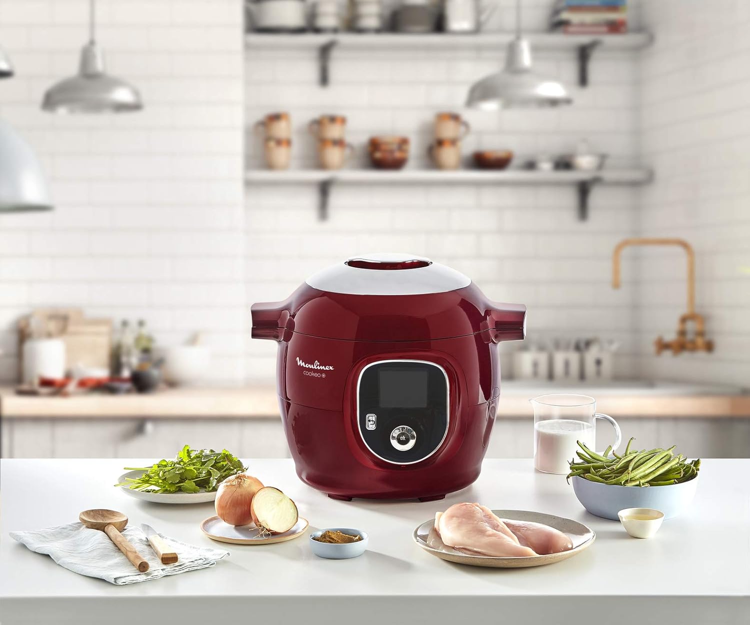 Moulinex Multicuiseur Intelligent Cookeo+ 6L 6 Modes de Cuisson 180 Recettes Préprogrammées Jusqu'à 6 Personnes Rouge CE85A510