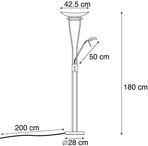 Qazqa lexus - LED Dimmable Lampadaire avec lampe de lecture variateur inclus - 1 lumière - H 1800 mm - Bronze - Moderne - éclairage intérieur - Salon I Chambre