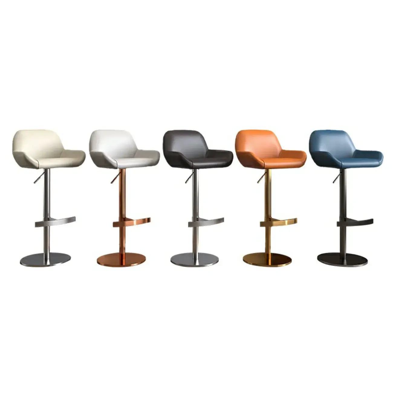 Minimalist Leather Swivel Bar Stools with Low Back for Kitchen