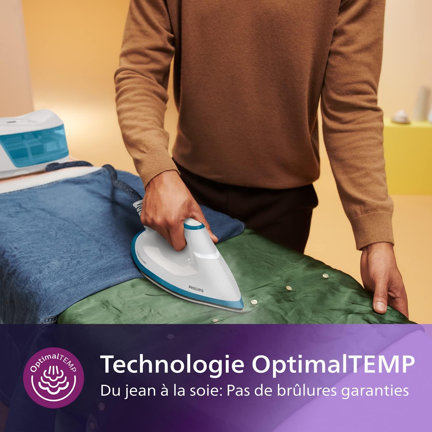 Philips PerfectCare 6000 Series Générateur De Vapeur - 2400 W, Effet Pressing jusqu'à 500 g, Pression De 6,5 bars, Technologie OptimalTEMP, Réservoir De 1,8 l, Blanc/Bleu (PSG6022/20)