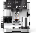 NINJA Machine à café Luxe Essential 2-en-1, Latte, Cappuccino et Espresso avec broyeur à grains et mousseur à lait intégrés, facile à utiliser, 2 préréglages mousse, argent, ES501EU