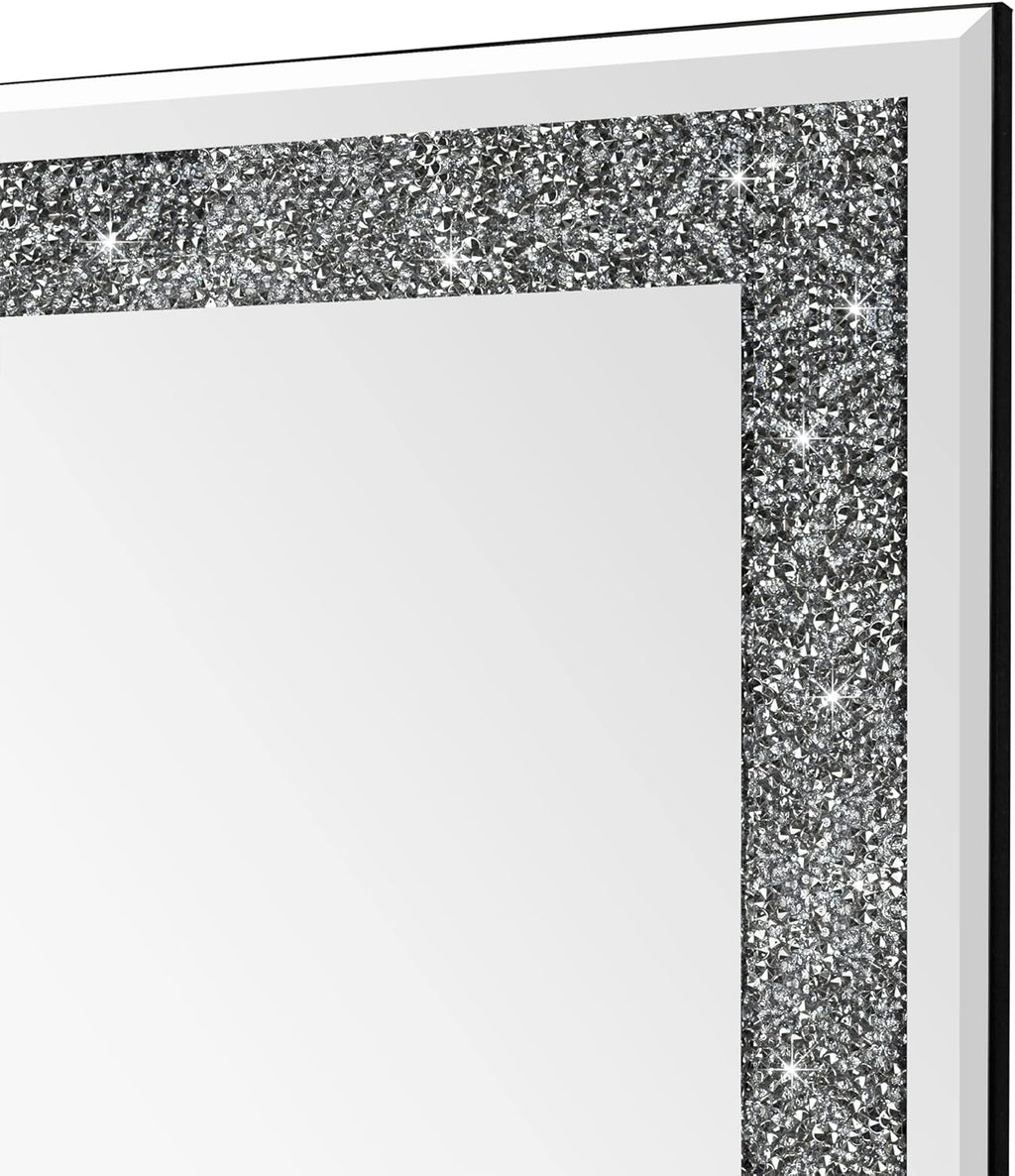 Ruomeng Miroir mural rectangulaire en cristal écrasé avec diamant pour décoration de la maison, pour salle de bain, entrée et chambre à coucher, 50,8 x 71,1 cm