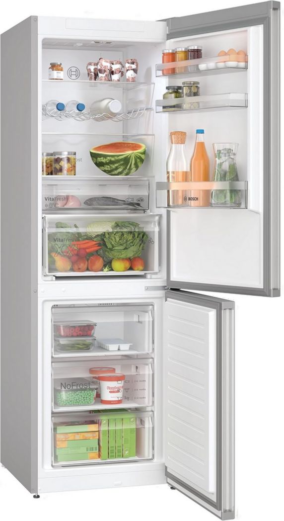 Bosch KGN367LDF - Série 4, Réfrigérateur combiné pose libre, 186 x 60 cm, Acier inoxydable