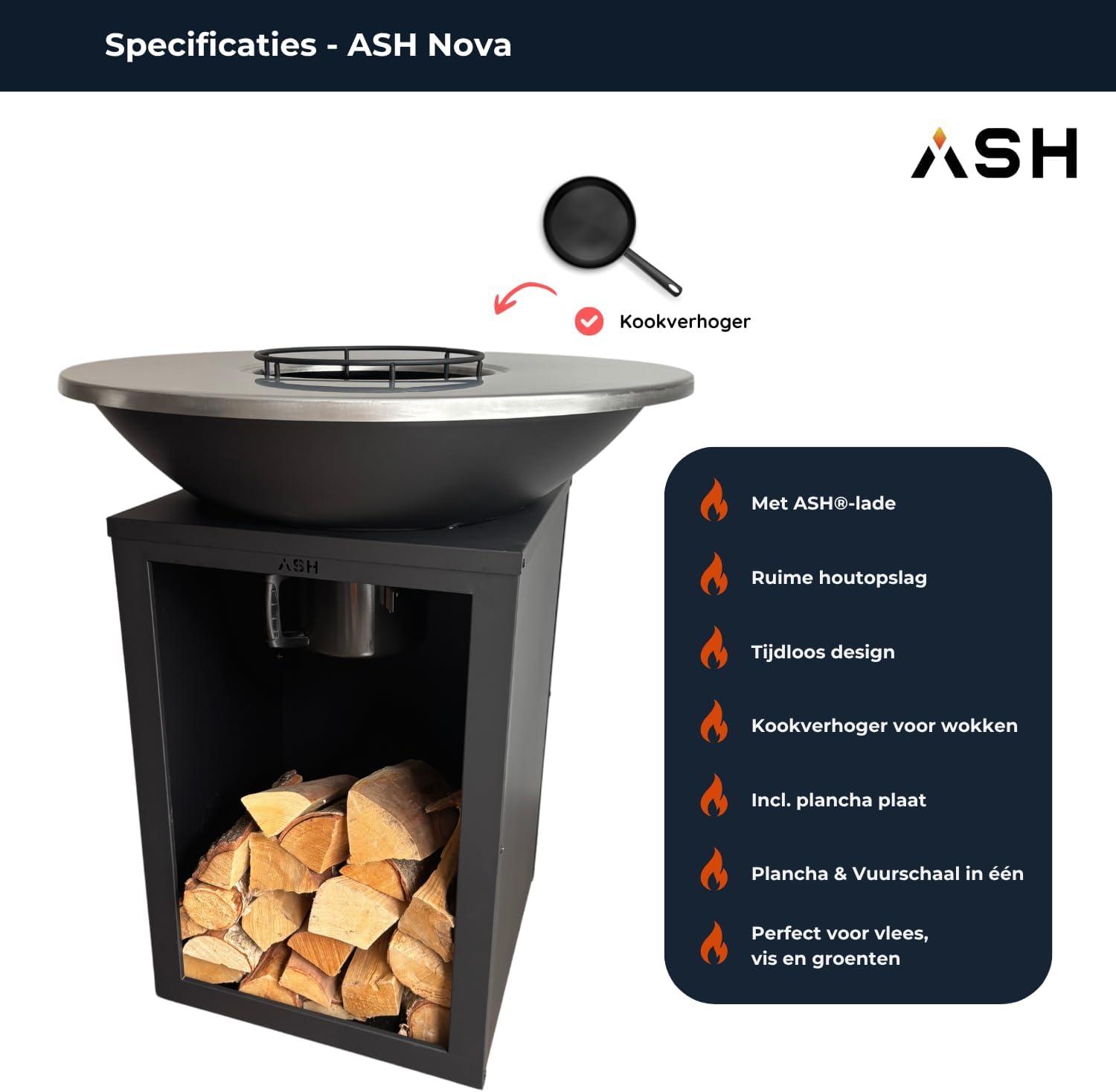 Plancha - BBQ - Brasero - Barbecue - Plaque de cuisson - Outdoor - ASH Solaris - XL - Plancha - Anneau de barbecue Ø 81 cm - Cheminée de jardin - Barbecue - Aspect luxueux - Plaque de cuisson