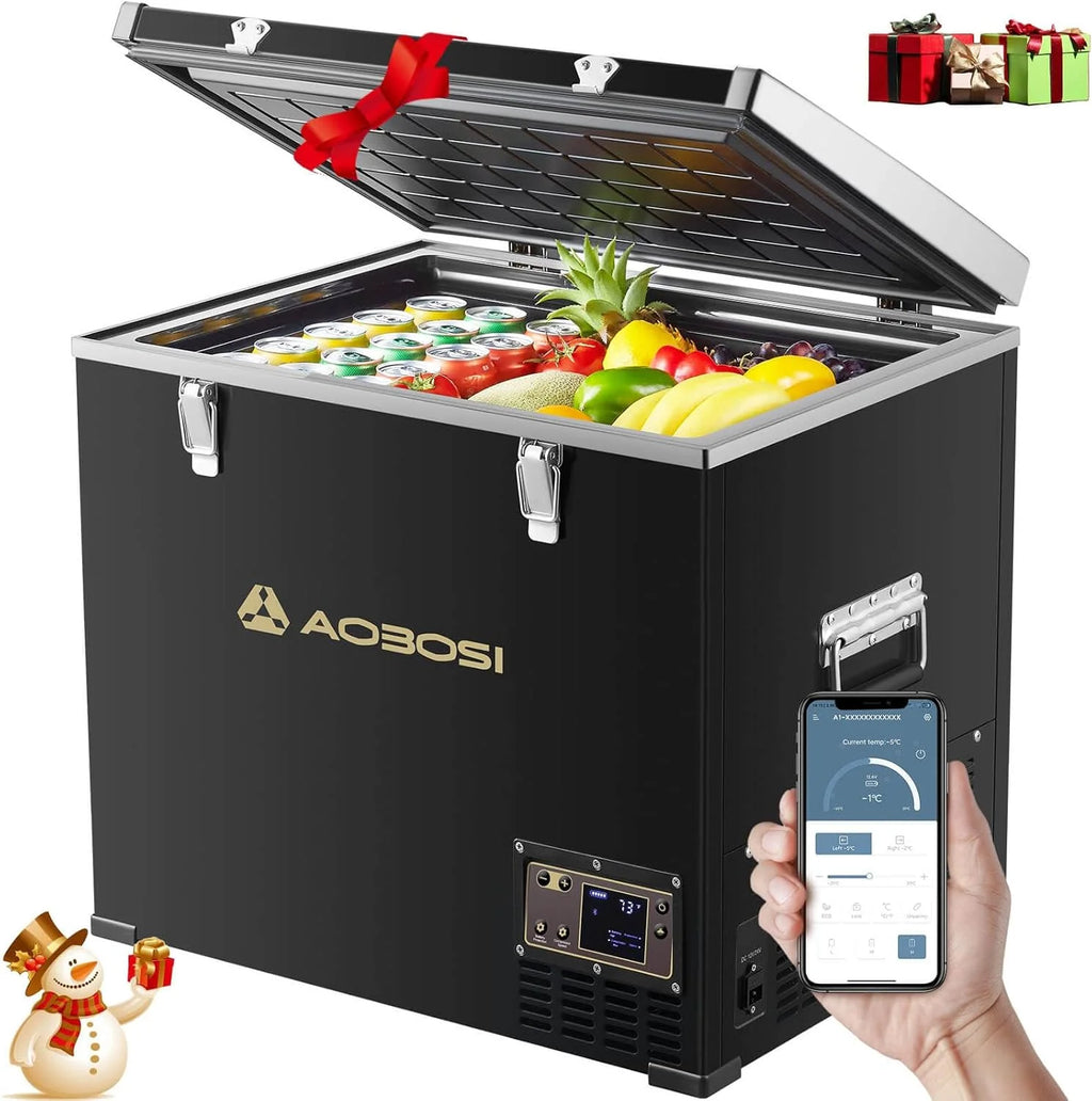 45L Glacière à Compresseur,Glaciere Électrique -20℃ à 20℃,Frigo Camion APP&Bouton Contrôle,12/24V DC et 100-240V AC Glaciere Camping Pour Voiture,Camion,Bateau et Prise De Courant -