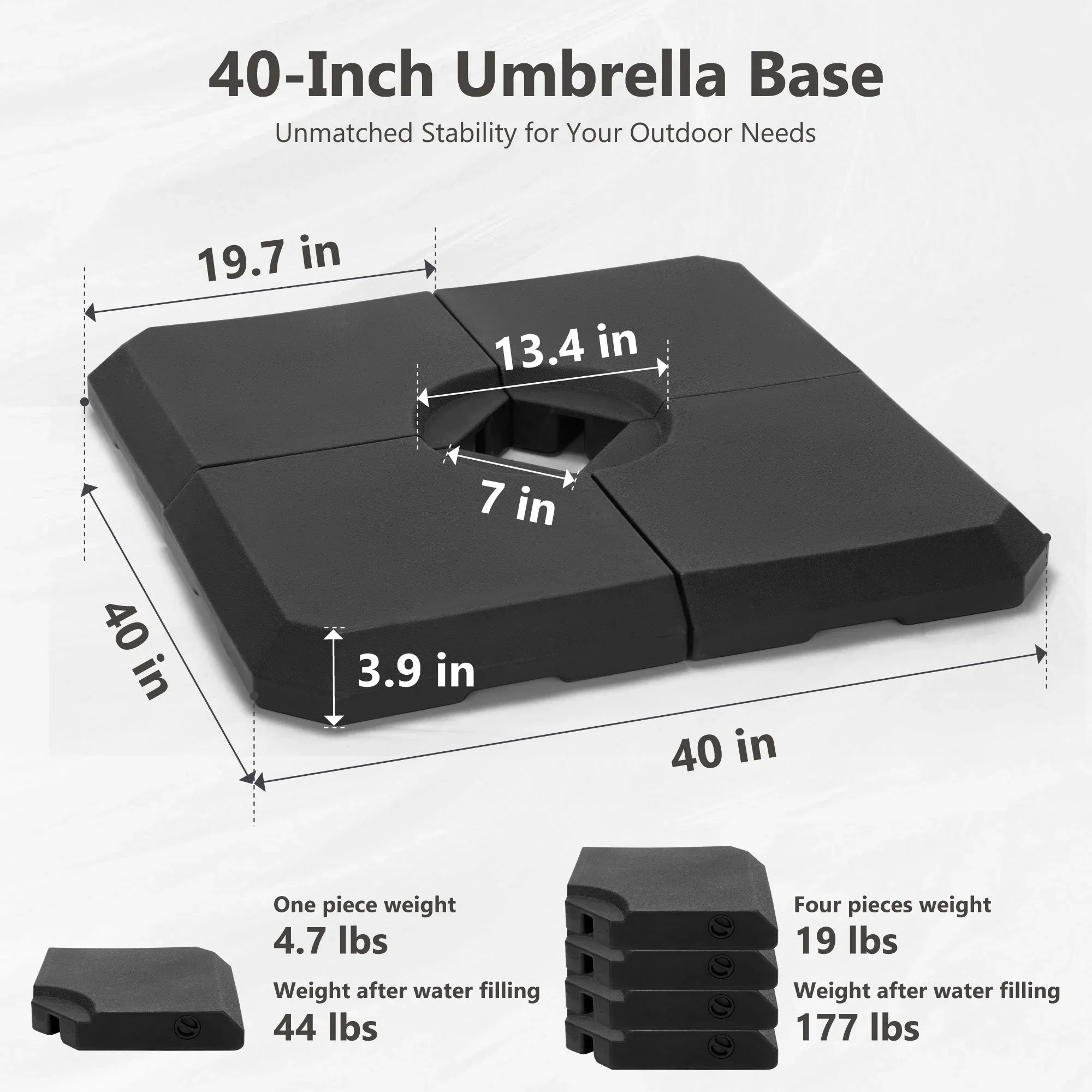 MAISON ARTS 12 FT Automatic Hydraulic Cantilever Umbrella Aluminum Pole 360 Degree Rotation