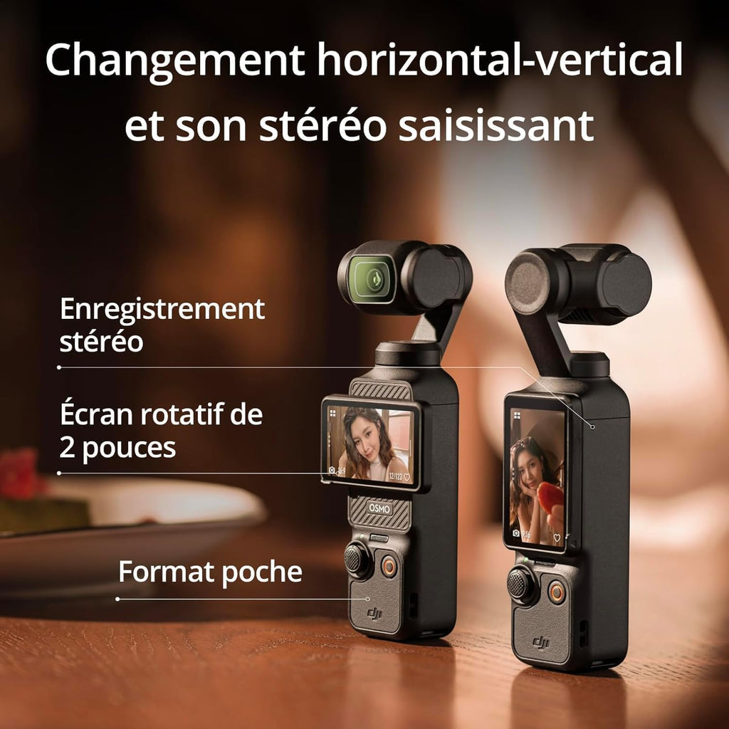 DJI Osmo Pocket 3, digital camera vlog CMOS 1'' et Vidéo 4K/120 ips, Stabilisation à 3 axes, MAP rapide,Suivi Facial/Objets,Écran tactile rotatif 2",petite Cam. Vidéo pour Photographie,YouTube