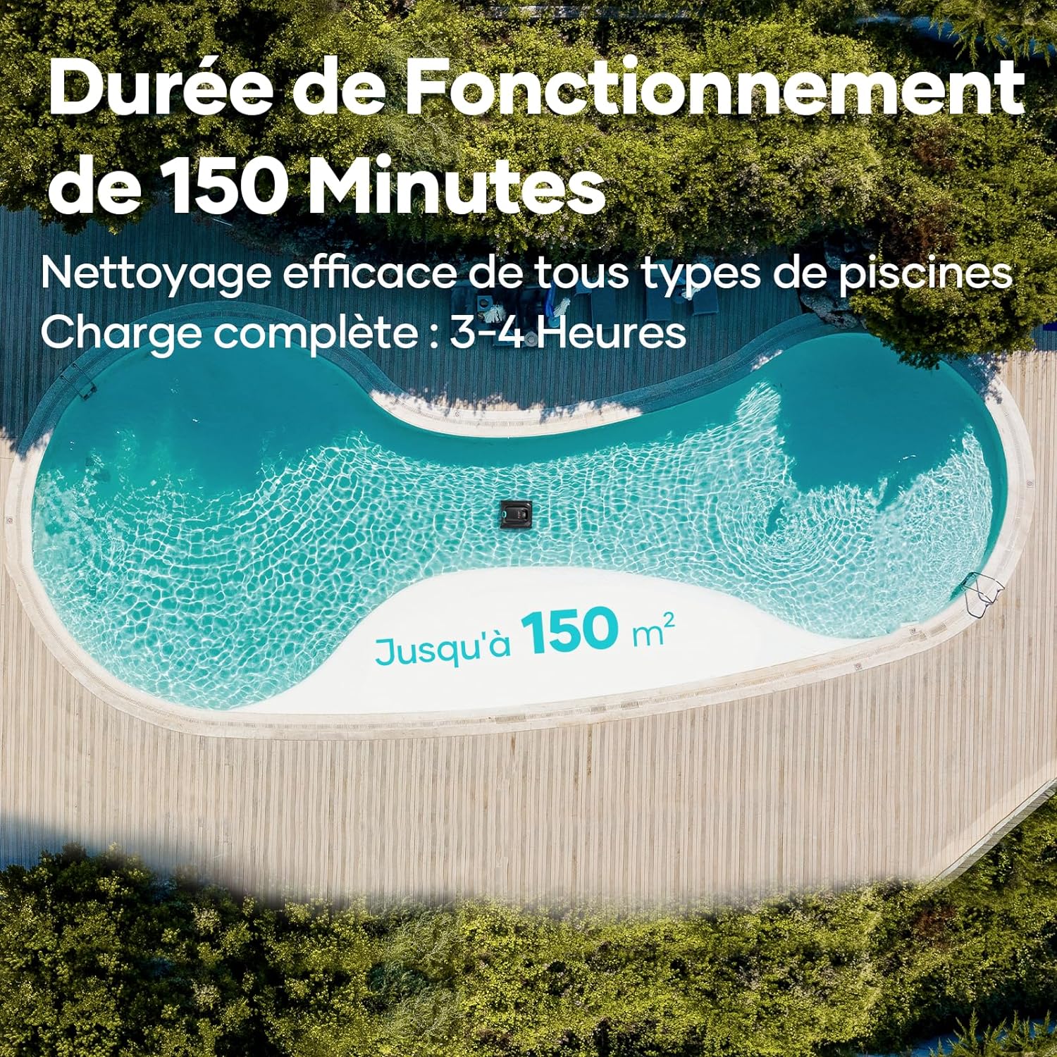 AIPER Scuba S1 Robot Pool Floor and Walls, Water Line, Cordless Pool Vacuum, 4 Modes, 150Min Battery Life, Climbing Walls, Intelligent Navigation 2.0, Ideal for In-Ground Pools 150