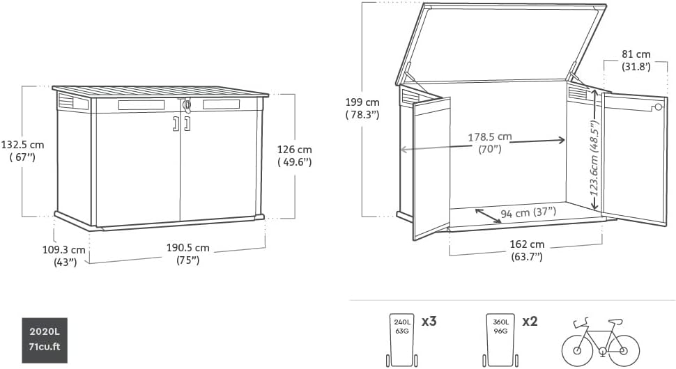 Keter Coffre de rangement pour jardin Signature 2020L - Aspect bois